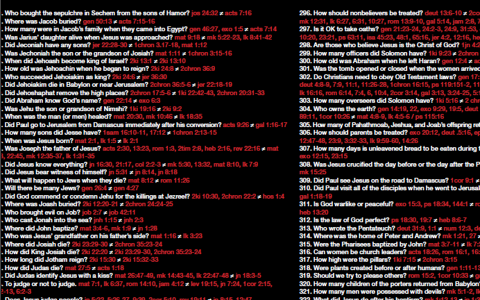 Bible Contradictions Chart